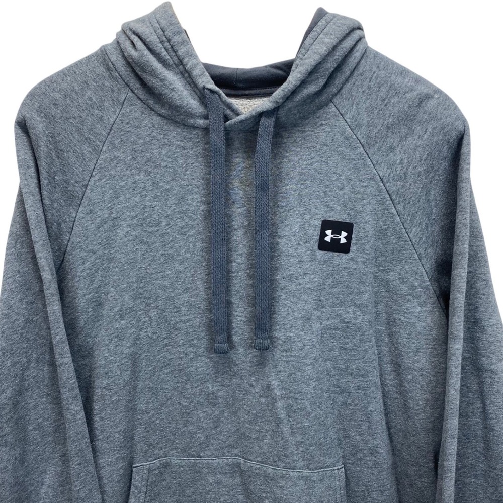 Under Armour Mens Gray Hoodie Loose Coldgear Sweatshirt Size L fleece lined